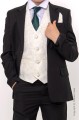 Boys Black & Ivory Suit with Dark Green Tie - Roland