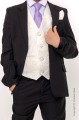 Boys Black & Ivory Suit with Lilac Tie - Roland