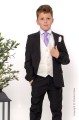 Boys Black & Ivory Suit with Lilac Tie - Roland