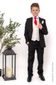 Boys Black & Ivory Suit with Red Tie - Roland