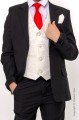 Boys Black & Ivory Suit with Red Tie - Roland