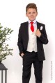 Boys Black & Ivory Suit with Red Tie - Roland