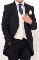 Boys Black & Ivory Tail Suit with Dark Green Tie - Philip