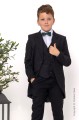 Boys Black Tail Coat Suit with Dark Green Dickie Bow - Ralph