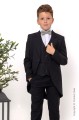 Boys Black Tail Coat Suit with Sage Green Check Dickie Bow - Ralph