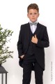 Boys Black Tail Coat Suit with Sage Green Textured Dickie Bow - Ralph