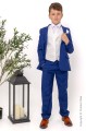 Boys Electric Blue & Ivory Diamond Jacket Suit - Jaxon