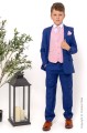 Boys Electric Blue & Pink Diamond Jacket Suit - Jaxon