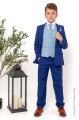 Boys Electric Blue & Blue Scroll Jacket Suit - Bradley