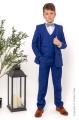 Boys Electric Blue Suit with Sage Green Textured Dickie Bow - Barclay