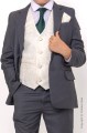 Boys Grey & Ivory Suit with Dark Green Tie - Oliver