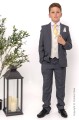 Boys Grey & Ivory Suit with Gold Tie - Oliver