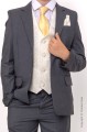 Boys Grey & Ivory Suit with Gold Tie - Oliver