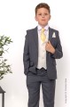 Boys Grey & Ivory Suit with Gold Tie - Oliver