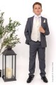 Boys Grey & Ivory Suit with Ivory Tie - Oliver