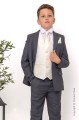 Boys Grey & Ivory Suit with Ivory Tie - Oliver