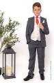 Boys Grey & Ivory Suit with Orange Tie - Oliver