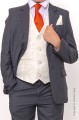 Boys Grey & Ivory Suit with Orange Tie - Oliver