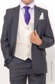 Boys Grey & Ivory Suit with Purple Tie - Oliver