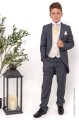 Boys Grey & Ivory Tail Suit with Gold Tie - Melvin