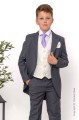 Boys Grey & Ivory Tail Suit with Lilac Tie - Melvin