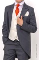 Boys Grey & Ivory Tail Suit with Orange Tie - Melvin