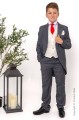 Boys Grey & Ivory Tail Suit with Red Tie - Melvin