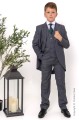 Boys Grey Tail Coat Suit with Dark Green Tie - Earl