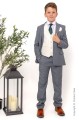 Boys Light Grey & Ivory Suit with Dark Green Tie - Tobias