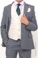 Boys Light Grey & Ivory Suit with Dark Green Tie - Tobias