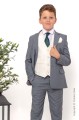 Boys Light Grey & Ivory Suit with Dark Green Tie - Tobias