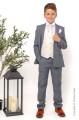 Boys Light Grey & Ivory Suit with Ivory Tie - Tobias