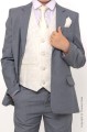 Boys Light Grey & Ivory Suit with Ivory Tie - Tobias