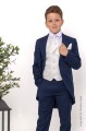 Boys Navy & Ivory Diamond Tail Coat Suit - Pierre