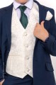 Boys Navy & Ivory Suit with Dark Green Tie - Jaspar