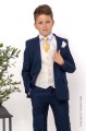 Boys Navy & Ivory Suit with Gold Tie - Jaspar