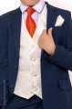 Boys Navy & Ivory Suit with Orange Tie - Jaspar