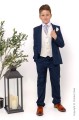 Boys Navy & Ivory Suit with Silver Tie - Jaspar