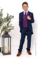 Boys Navy & Purple Diamond Tail Coat Suit - Pierre