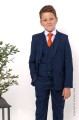 Boys Navy Suit with Orange Tie - Stanley