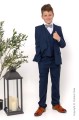 Boys Navy Suit with Sage Green Check Dickie Bow - Stanley