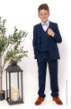 Boys Navy Suit with Silver Dickie Bow - Stanley