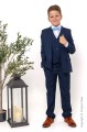 Boys Navy Suit with Sky Blue Dickie Bow - Stanley