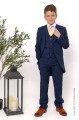 Boys Navy Tail Coat Suit with Gold Tie - Edward