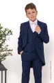 Boys Navy Tail Coat Suit with Ivory Bow Tie - Edward