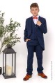 Boys Navy Tail Coat Suit with Orange Bow Tie - Edward