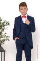 Boys Navy Tail Coat Suit with Orange Bow Tie - Edward