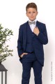 Boys Navy Tail Coat Suit with Sage Green Check Bow Tie - Edward