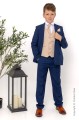 Boys Royal Blue & Champagne Scroll Jacket Suit - Walter