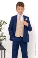 Boys Royal Blue & Champagne Scroll Jacket Suit - Walter